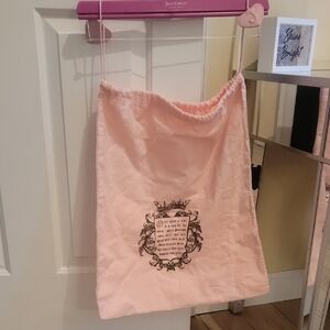 Juicy Couture Light Pink Drawstring Bag with Black Crest. Like New!